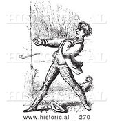 Historical Vector Illustration of a Man Defending His Dog - Black and White Version by Al