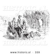 Historical Vector Illustration of a Man Picking Grapes - Black and White Version by Al