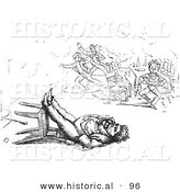 Historical Vector Illustration of a Man Sleeping in a Toppled Chair - Black and White Version by Al