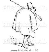 Historical Vector Illustration of a Man Walking with a Rifle - Black and White Version by Al