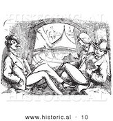 Historical Vector Illustration of a Men Riding in a Carriage - Black and White Version by Al