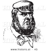 Historical Vector Illustration of a Obese Man with a Big Beard - Black and White Version by Al