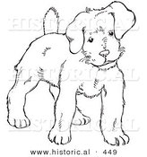Historical Vector Illustration of a Puppy Standing and Staring - Outlined Version by Al