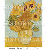 Historical Vector Illustration of a Vase with 12 Sunflowers - Vincent Van Gogh Still Life Painting by Al