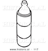 Historical Vector Illustration of a Water Bottle - Black and White Outlined Version by Al