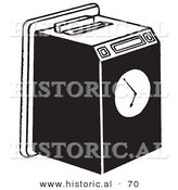 Historical Vector Illustration of a Work Punch Clock in Card Machine - Black and White Version by Al