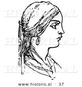 Historical Vector Illustration of a Young Lady - Black and White Version by Al