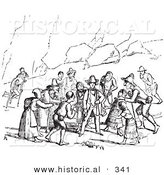 Historical Vector Illustration of Beggars - Black and White Version by Al