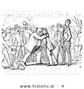 Historical Vector Illustration of Men Hugging - Black and White Version by Al