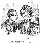 Historical Vector Illustration of Men Talking Amongst Each Other - Black and White Version by Al