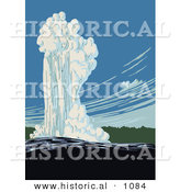 Historical Vector Illustration of Old Faithful in Action, Yellowstone National Park, Wyoming by Al