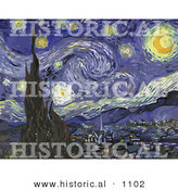 Historical Vector Illustration of the Starry Night - Vincent Van Gogh Painting by Al
