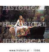 Historical Vector Illustration of Woman in a Boat on a Pond, the Lady of Shalott - John William Waterhouse by Al