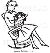 June 18th, 2014: Illustration of a Mom Sitting with Her Baby in a Rocking Chair - Retro Black and White Version by Al