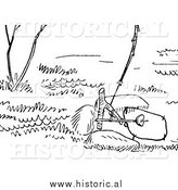 February 26th, 2014: Illustration of a Rabbit Snare Trap - Black and White by Al