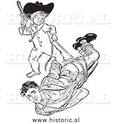 May 1st, 2014: Illustration of a Teen Boy Playing Cowboys with His Baby Brother - Black and White by Al