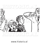 Illustration of Teenage Couple with Strict Fathers - Black and White by Al