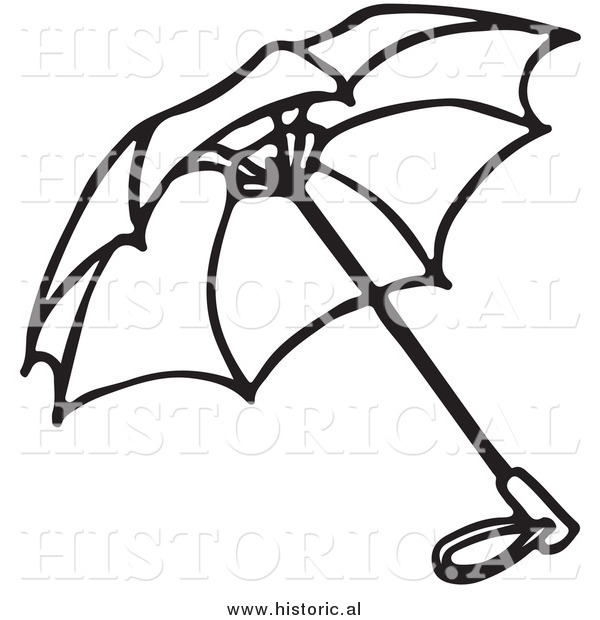 Historical Clipart of an Opened Umbrella Outline