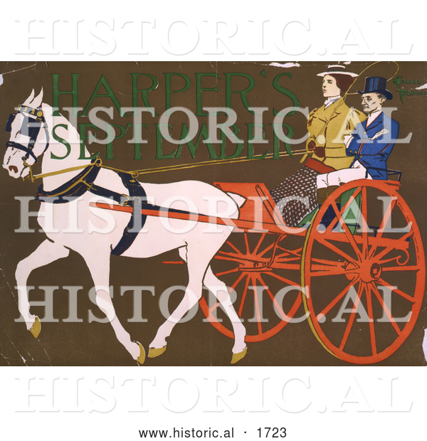 Historical Illustration of a Horse Pulling a Coach