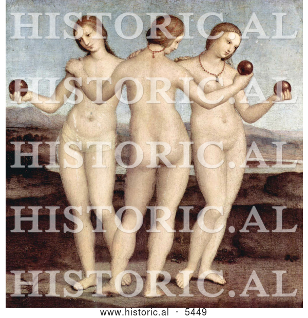 Historical Illustration of Aglaea, Euphrosyne, and Thalia, Three Graces