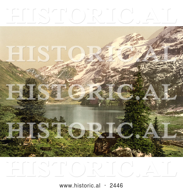 Historical Illustration of Engstlen Lake in Switzerland