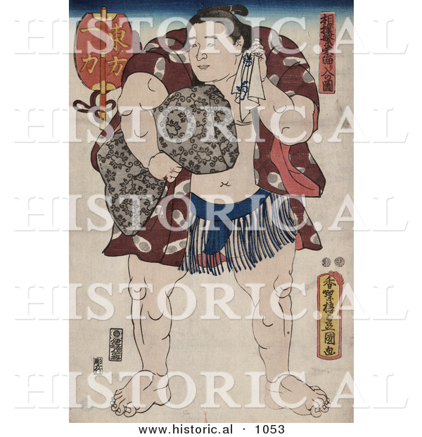 Historical Illustration of Ichiriki, a Japanese Sumo Wrestler