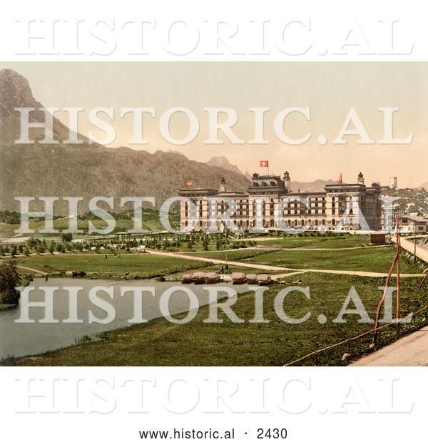 Historical Illustration of Kursaal Hotel in Switzerland