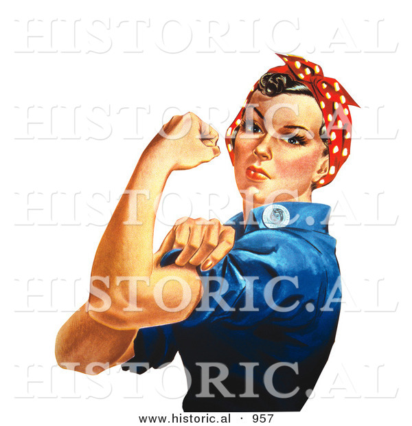 Historical Illustration of Rosie the Riveter Facing Left