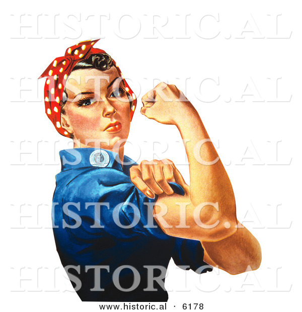 Historical Illustration of Rosie the Riveter Flexing Her Right Arm