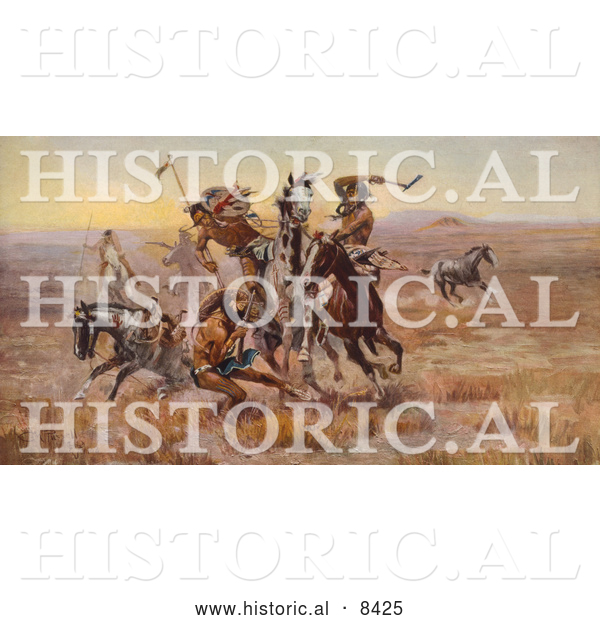 Historical Illustration of Sioux and Blackfeet Indian Battle 1902
