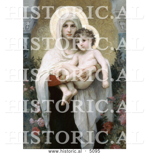 Historical Illustration of the Madonna of the Roses by William-Adolphe Bouguereau
