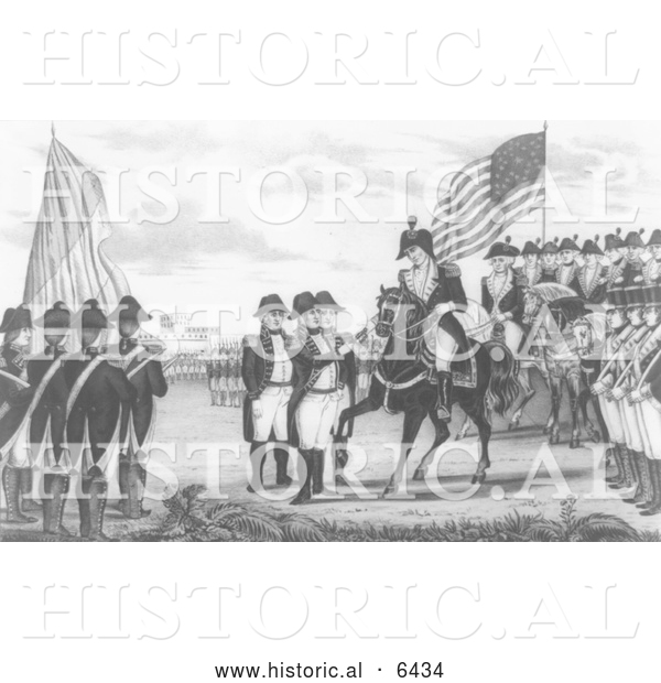 Historical Illustration of the Surrender of Cornwallis at Yorktown 1781 - Black and White