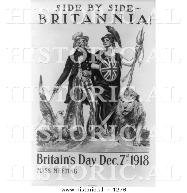 Historical Illustration of Uncle Sam: Side by Side Britannia 1918