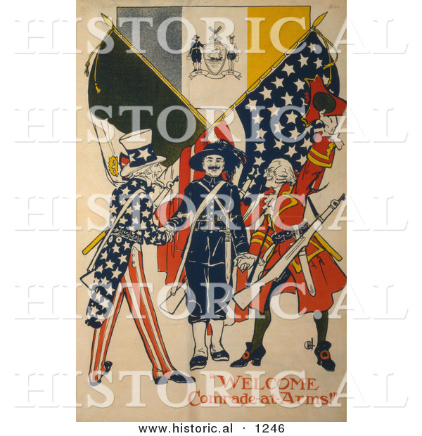Historical Illustration of Uncle Sam: Welcome Comrade-at-Arms!