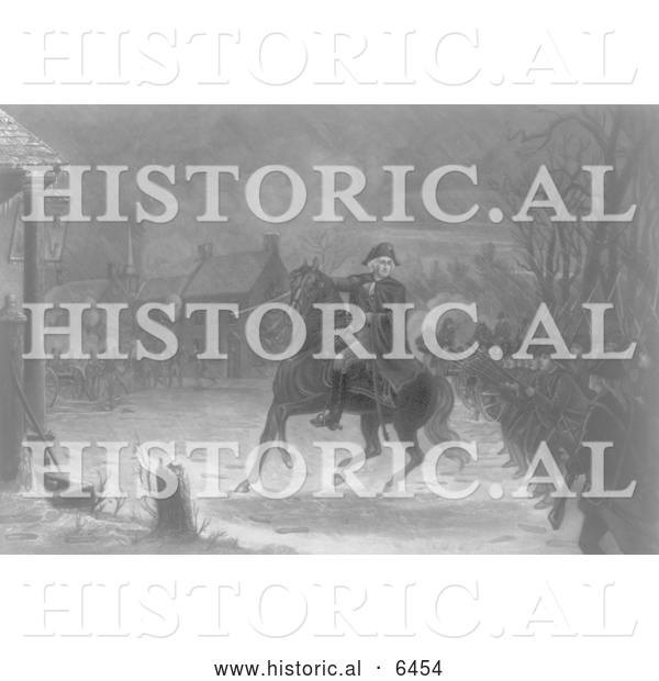Historical Illustration of Washington at the Battle of Trenton - Black and White