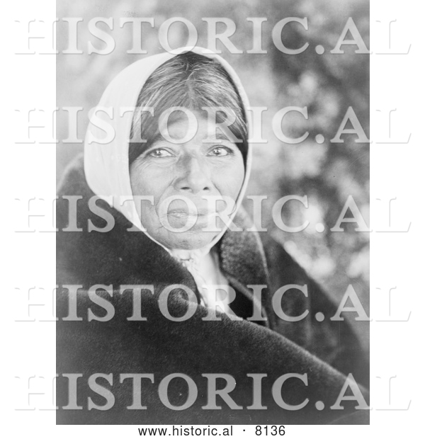 Historical Image of a Native American Indian Wappo Woman 1924 - Black and White