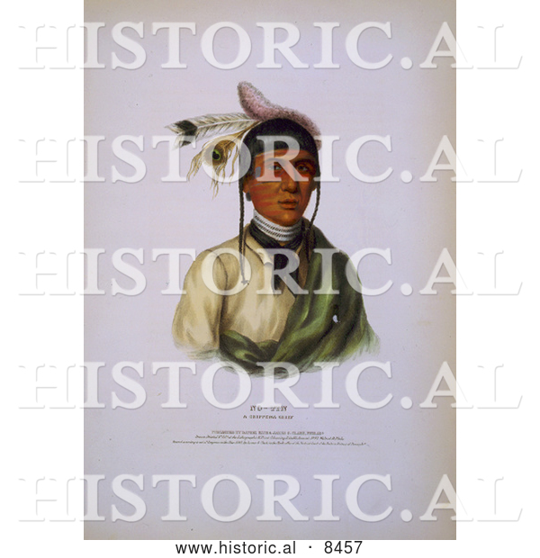 Historical Image of Chippewa Chief No-Tin 1842