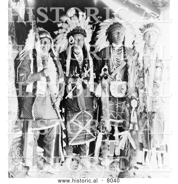 Historical Image of Four Nez Perce Indians 1910 - Black and White