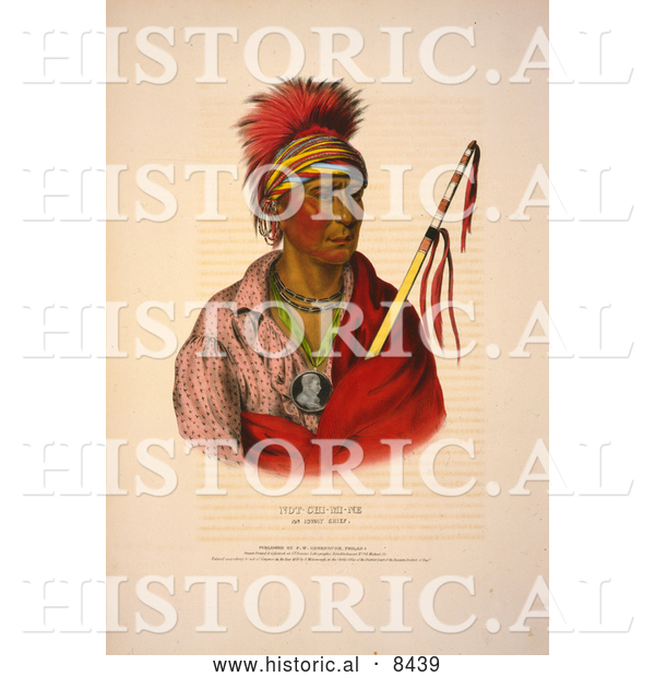 Historical Image of Ioway Native American Man Named Not-Chi-Mi-Ne
