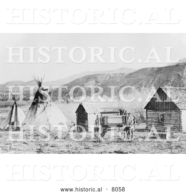 Historical Image of Native American Colville Agency - Black and White