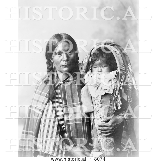 Historical Image of Native American Indian Pee-a-rat Holding Baby 1899 - Black and White