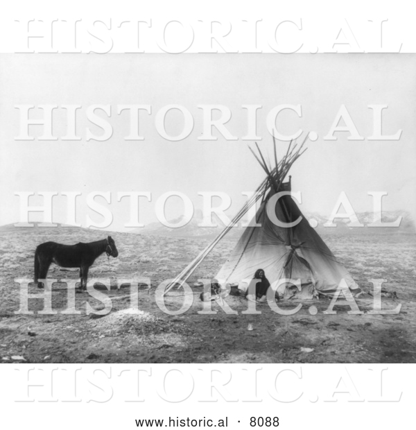 Historical Image of Native American Indian Ute Tepee 1915 - Black and White