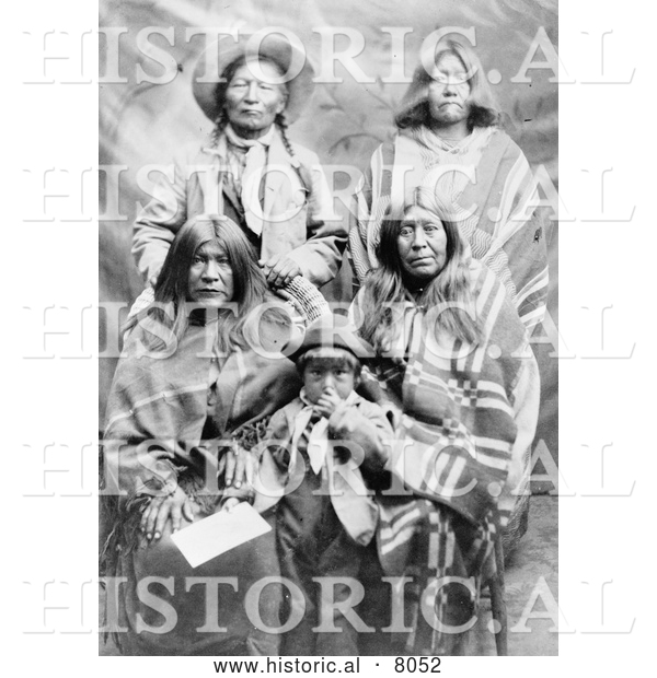 Historical Image of Ute Native American Indian Family 1902 - Black and White