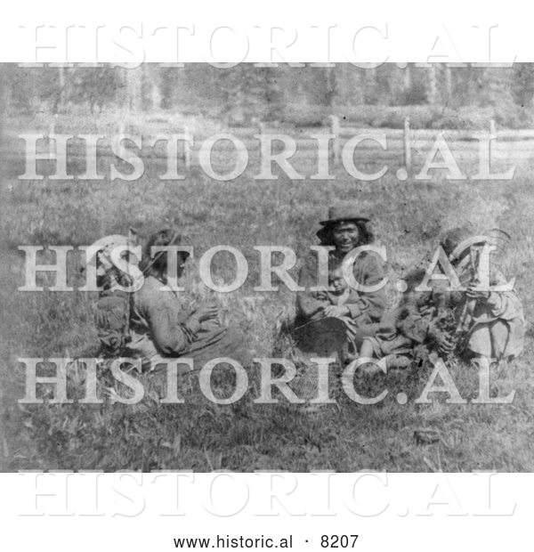 Historical Image of Washoe Indians - Black and White