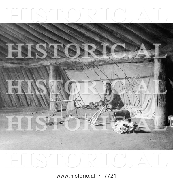 Historical Photo of Arikara Indian Altar 1908 - Black and White