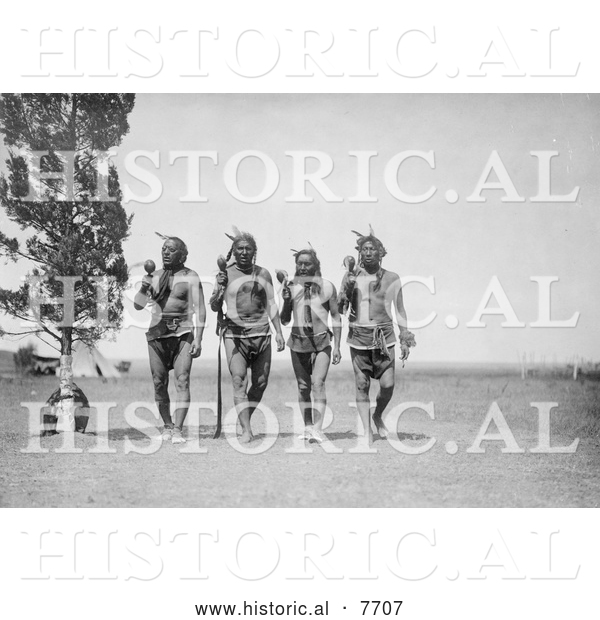 Historical Photo of Arikara Medicine Ceremony 1908 - Black and White