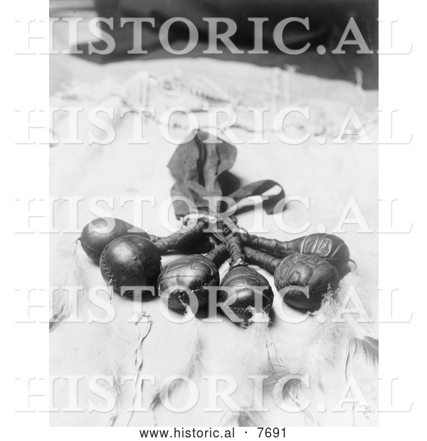 Historical Photo of Bear Rattles, Arikara Native American 1908 - Black and White