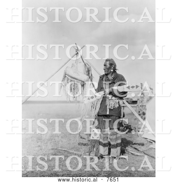 Historical Photo of Blackfoot Man 1927 - Black and White