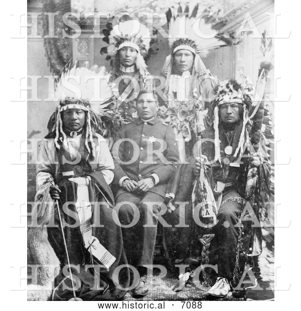 Historical Photo of Capt. Geo Sword with Buffalo Bill’s Indians 1891 - Black and White
