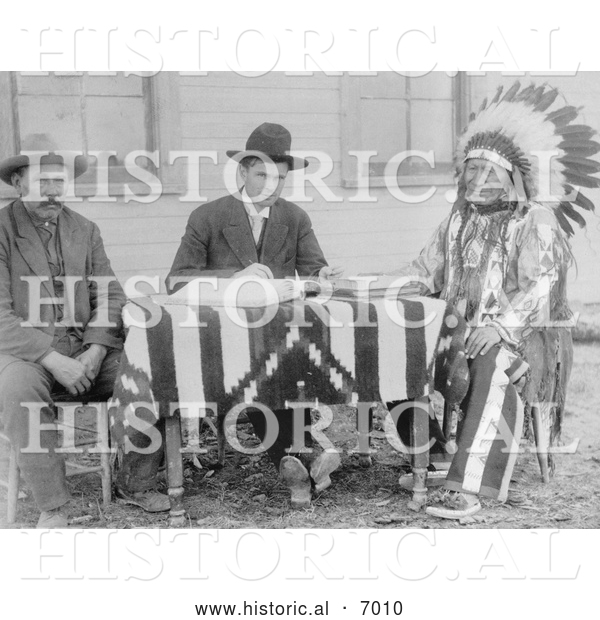 Historical Photo of Chief American Horse Becoming an American Citizen 1907 - Black and White